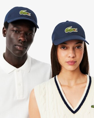 Cappello in twill di cotone con stemma coccodrillo