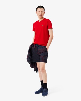 T-shirt con collo a V in jersey di cotone Pima leggero