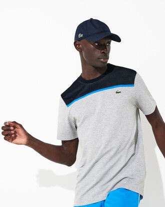 T-shirt da tennis da uomo in cotone ultra leggero con collo rotondo Lacoste SPORT