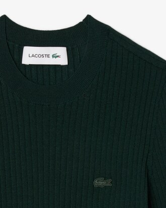 Maglione a maniche corte in lana merinos a coste