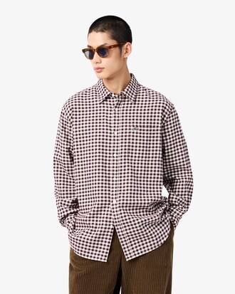 Camicia regular fit in flanella con motivo scozzese