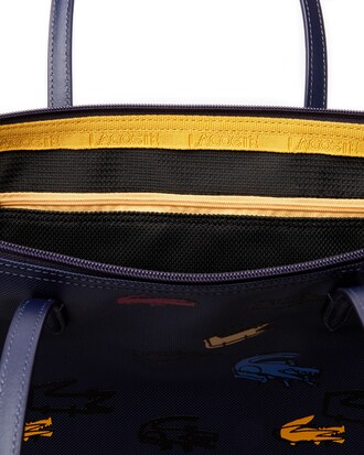 Tote bag da donna con zip in canvas stampata con coccodrillo L.12.12 Concept