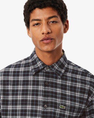 Camicia regular fit in flanella con motivo scozzese