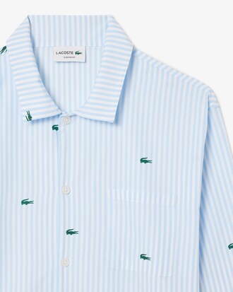 Camicia pigiama in popeline di cotone a righe