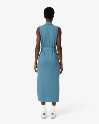 Vestito polo lungo in mini piqué stretch