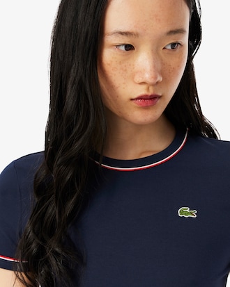 T-shirt in jersey con bordo a contrasto