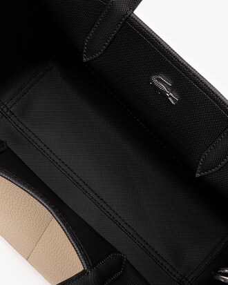 Tote bag con zip Anna in tela piqué spalmata, double face, a doppia modalità di utilizzo da donna