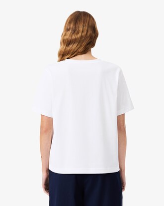 T-shirt con scollo a V in morbido cotone relaxed fit