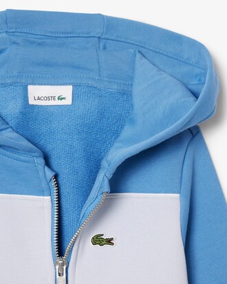 Felpa con cappuccio e zip color block