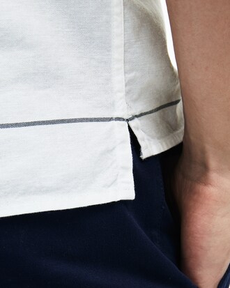 Camicia da uomo a maniche corte in lino e cotone a righe slim fit