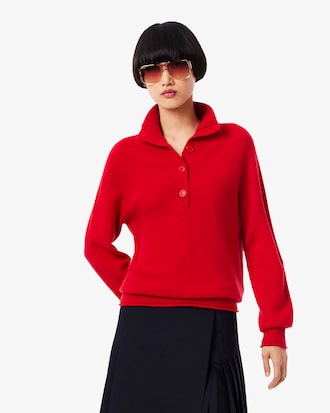 Maglione a collo alto in lana cardata