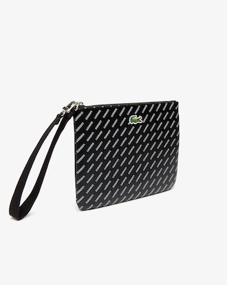 Clutch da donna in canvas spalmato con stampa e manico da polso Lacoste LIVE