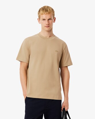 T-shirt in mini-piqué con collo a coste