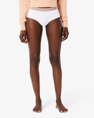 Pantaloni corti in cotone stretch con logo in vita