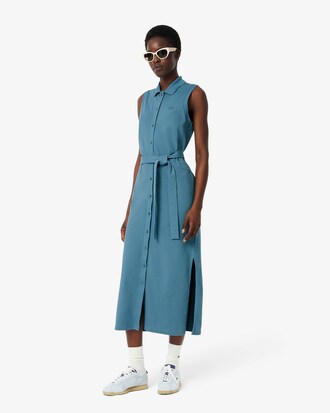 Vestito polo lungo in mini piqué stretch