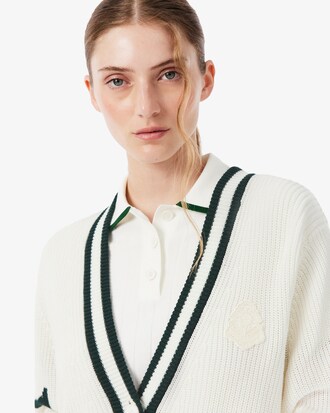 Cardigan da golf in misto lana con stemma