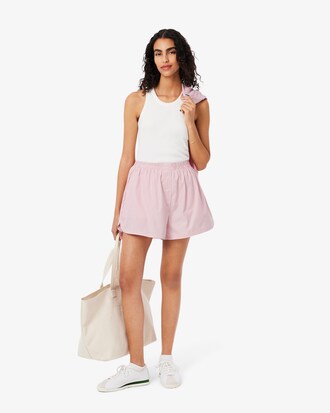 Shorts larghi in popeline leggero a righe