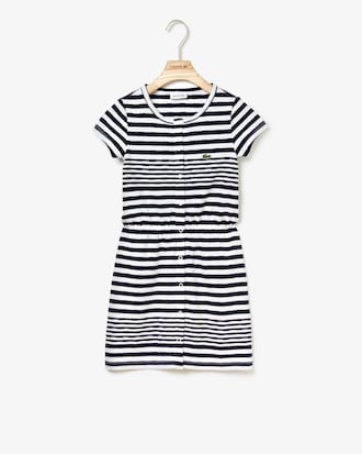 Vestito da bambina in cotone con texture a righe