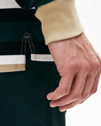 Polo da rugby da uomo in jersey di cotone pesante a righe Lacoste
