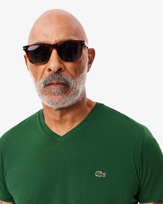 T-shirt con collo a V in jersey di cotone Pima leggero