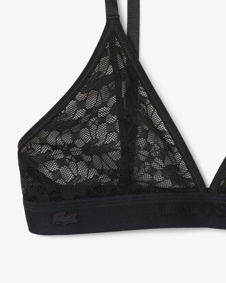 Bralette a triangolo in pizzo con logo