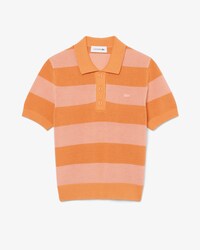 Maglione con collo a polo in mesh a righe