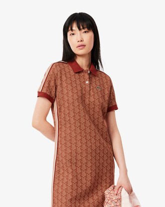 Vestito polo in jacquard con monogramma slim fit