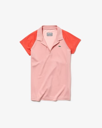 Polo da tennis da donna in piqu&eacute; tecnico e rete bicolore con scollo aperto Lacoste SPORT