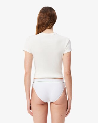 Slip in cotone a costine con coccodrillo ricamato