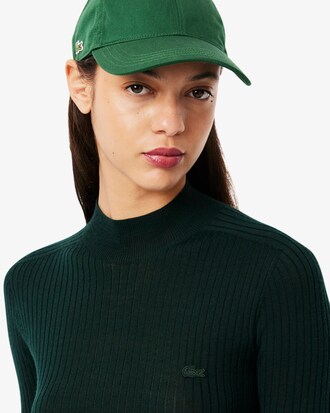 Maglione a collo alto in maglia di lana merinos a coste