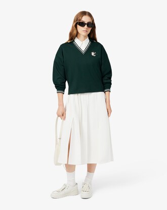 Felpa oversize con colletto a polo e ricami