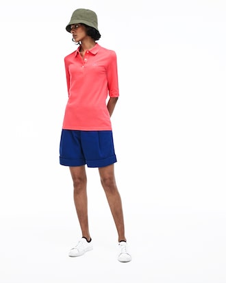 Polo classic fit Lacoste con maniche a tre quarti in petit piqu&eacute; tinta unita