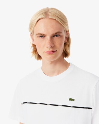 T-shirt in jersey di cotone con bordo Lacoste