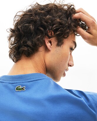 T-shirt da uomo in cotone con coccodrillo a quadri oversize