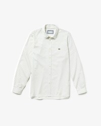 Camicia da uomo in popeline di cotone stampato con mini logo slim fit