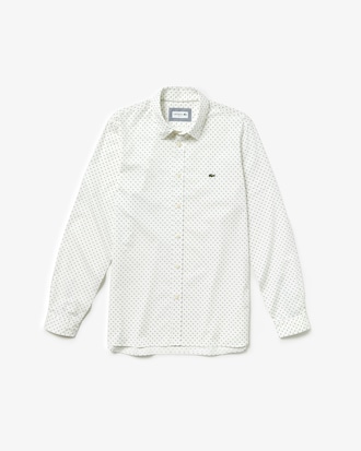 Camicia da uomo in popeline di cotone stampato con mini logo slim fit