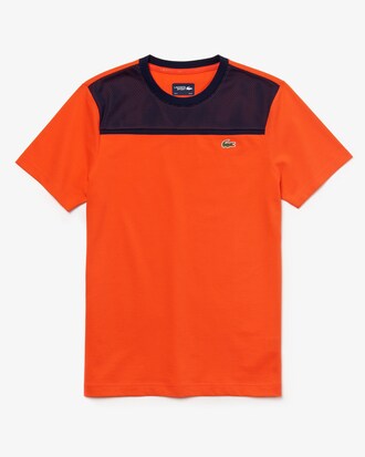 T-shirt da tennis da uomo in cotone ultra leggero con collo rotondo Lacoste SPORT