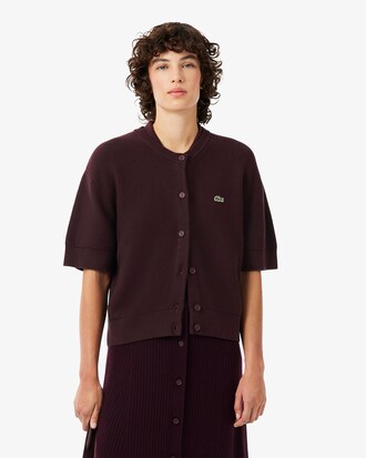 Cardigan a punto muschio in misto cotone e lana