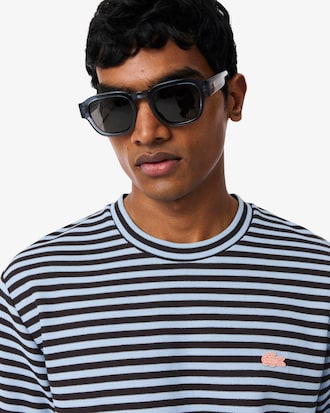 T-shirt in cotone testurizzato a righe