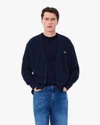Cardigan in lana cardata relaxed fit