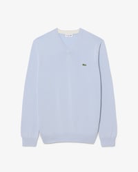 Maglione monocromatico in cotone con scollo a V