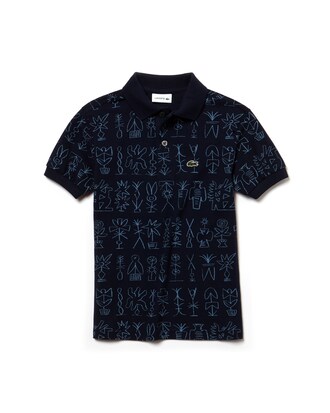 Polo Bambino Lacoste in piqu&eacute; cr&ecirc;pe con stampa egiziana