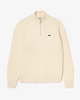 Maglione a collo alto in lana cardata con zip