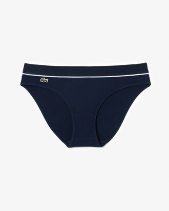 Slip in cotone a costine con coccodrillo ricamato