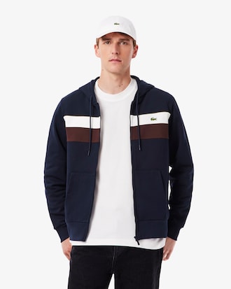 Felpa con cappuccio e zip color block