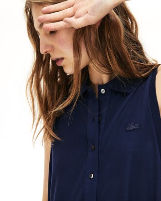 Vestito polo da donna in morbido petit piqu&eacute; con cintura rimovibile