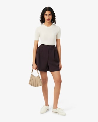 Bermuda plissettati oversize in misto lana