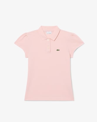 Polo in mini piqu&eacute; con colletto smerlato