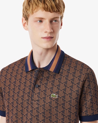 Polo dal taglio classico in jacquard con monogramma