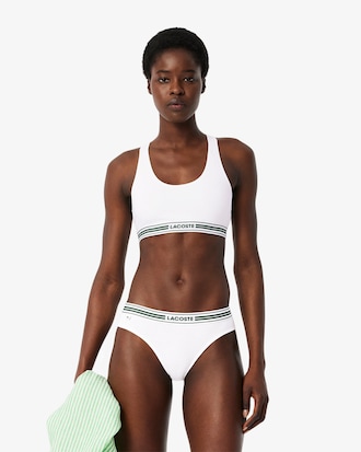 Bralette in cotone stretch con fascia a contrasto